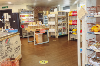 A view inside The Food Collective supermarket, Salford