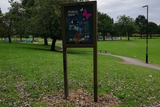 Ordsall Park with welcome sign