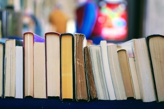 Photo of a stack of books