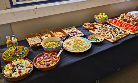 A mouth-watering spread of food for volunteers at GROWE Project