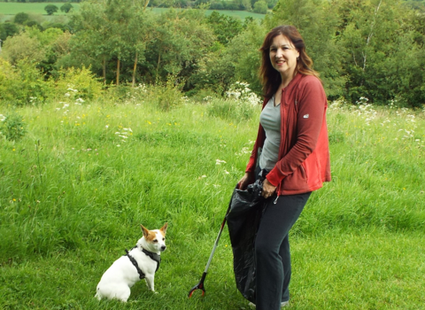 Jane Cooper with Meggie the dog