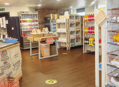 A view inside The Food Collective supermarket, Salford