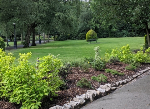 Plant borders at Parr Fold Park, Salford